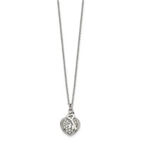 Chisel Stainless Steel Polished CZ Heart Lock and Key 2-Piece Moveable Pendant on an Cable Chain Necklace, 18" view 3