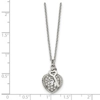 Chisel Stainless Steel Polished CZ Heart Lock and Key 2-Piece Moveable Pendant on an Cable Chain Necklace, 18" view 5
