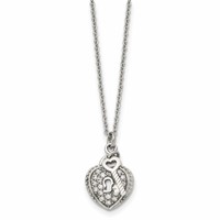 Chisel Stainless Steel Polished CZ Heart Lock and Key 2-Piece Moveable Pendant on an Cable Chain Necklace, 18" view 1