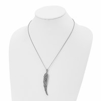 Stainless Steel Polished Necklace with CZ Wing with 2in Ext, 20" view 4