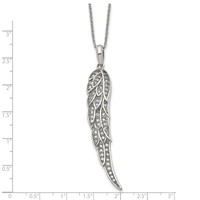 Stainless Steel Polished Necklace with CZ Wing with 2in Ext, 20" view 5