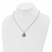Chisel Stainless Steel Antiqued and Polished Yellow IP-plated Necklace with CZ Circle Pendant on an Cable Chain, 18" view 4