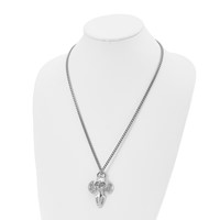 Chisel Stainless Steel Polished Cross Necklace with Skull Pendant on a Curb Chain, 24" view 4