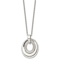 Stainless Steel Polished & Textured Three Piece Moveable Ovals Necklace view 3
