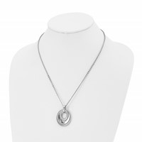 Stainless Steel Polished & Textured Three Piece Moveable Ovals Necklace view 4