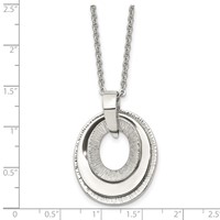 Stainless Steel Polished & Textured Three Piece Moveable Ovals Necklace view 5