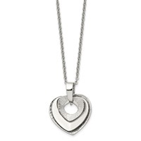 Chisel Stainless Steel Polished Three Piece Moveable Heart Pendant on a Cable Chain Necklace - 20in view 3
