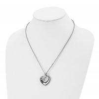 Chisel Stainless Steel Polished Three Piece Moveable Heart Pendant on a Cable Chain Necklace - 20in view 4
