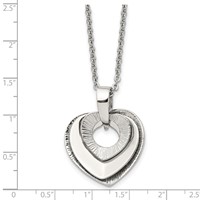 Chisel Stainless Steel Polished Three Piece Moveable Heart Pendant on a Cable Chain Necklace - 20in view 5