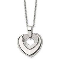 Chisel Stainless Steel Polished Three Piece Moveable Heart Pendant on a Cable Chain Necklace - 20in view 1