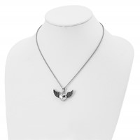 Chisel Stainless Steel Antiqued and Polished Heart Necklace with Wings Pendant on an Cable Chain, 18" view 4