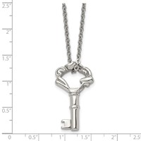 Stainless Steel Polished Fancy Key Necklace, 18" view 5