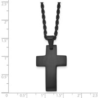 Chisel Stainless Steel Brushed Black IP-plated Cross Pendant on a Rope Chain Necklace, 20" view 3