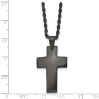 Chisel Stainless Steel Brushed Black IP-plated Cross Pendant on a Rope Chain Necklace, 20" view 5