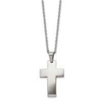 Chisel Stainless Steel Brushed Cross Pendant on a Cable Chain Necklace, 20" view 3