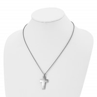 Chisel Stainless Steel Brushed Cross Pendant on a Cable Chain Necklace, 20" view 4
