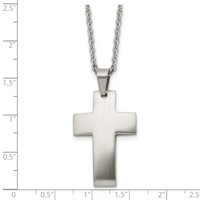 Chisel Stainless Steel Brushed Cross Pendant on a Cable Chain Necklace, 20" view 5