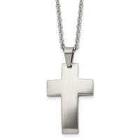 Chisel Stainless Steel Brushed Cross Pendant on a Cable Chain Necklace, 20" view 1