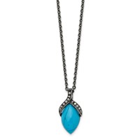 Stainless Steel Antiqued Simulated Turquoise Marcasite Necklace, 18" view 3