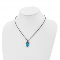 Stainless Steel Antiqued Simulated Turquoise Marcasite Necklace, 18" view 4