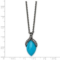 Stainless Steel Antiqued Simulated Turquoise Marcasite Necklace, 18" view 5