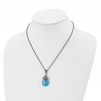 Stainless Steel Antiqued Simulated Turquoise Marcasite Necklace, 18" view 4