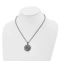 Chisel Stainless Steel Antiqued and Polished Marcasite Swirl Pendant on an Cable Chain Necklace, 18" view 4