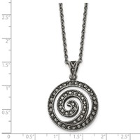 Chisel Stainless Steel Antiqued and Polished Marcasite Swirl Pendant on an Cable Chain Necklace, 18" view 5