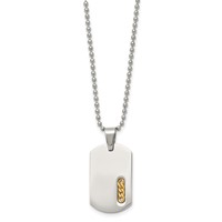 Chisel Stainless Steel Polished Yellow IP-plated Dog Tag on a Ball Chain Necklace, 22" view 3
