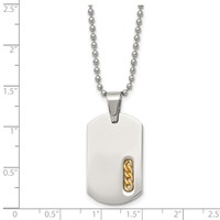 Chisel Stainless Steel Polished Yellow IP-plated Dog Tag on a Ball Chain Necklace, 22" view 5