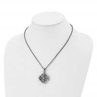 Stainless Steel Antiqued and Polished Fleur De Lis Necklace, 18" view 4