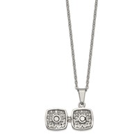 Chisel Stainless Steel Polished and Antiqued Magnetic Prayer Box on an Cable Chain Necklace, 18" view 3