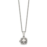 Chisel Stainless Steel Polished and Antiqued Magnetic Prayer Box on an Cable Chain Necklace, 18" view 1