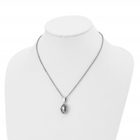 Chisel Stainless Steel Polished and Antiqued Oval Magnetic Prayer Box on an Cable Chain Necklace, 18" view 5