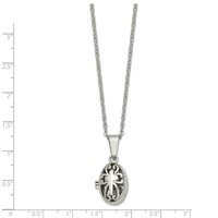 Chisel Stainless Steel Polished and Antiqued Oval Magnetic Prayer Box on an Cable Chain Necklace, 18" view 4