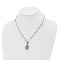 Chisel Stainless Steel Polished and Antiqued Magnetic Fish Prayer Box on an Cable Chain Necklace, 18" view 5