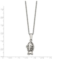 Chisel Stainless Steel Polished and Antiqued Magnetic Fish Prayer Box on an Cable Chain Necklace, 18" view 4
