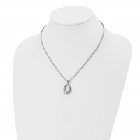 Stainless Steel Polished Necklace with CZ Teardrop, 18" view 4