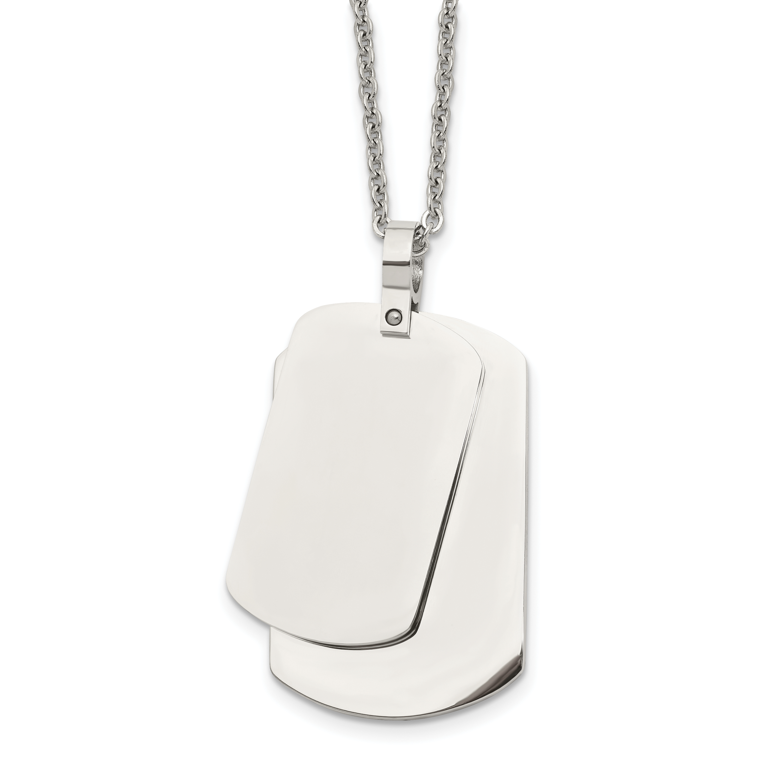 Stainless Steel Polished Double Dog Tag Necklace SRN1394 | eBay Stainless Steel Dog Tag Necklace