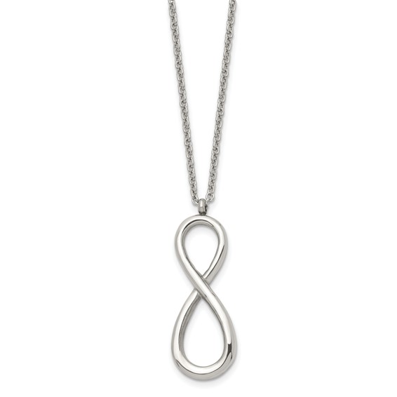 Chisel Stainless Steel Polished Infinity Symbol on an 18 inch Cable Chain Necklace