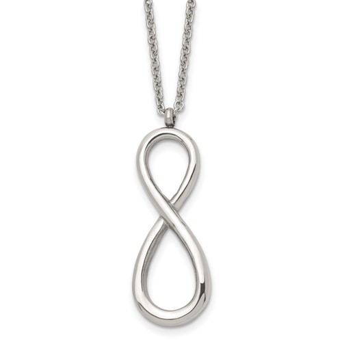 Chisel Stainless Steel Polished Infinity Symbol on an Cable Chain Necklace, 18"