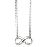 Chisel Stainless Steel Polished Infinity Symbol on an 2-Strand Cable Chain Necklace, 18" view 3