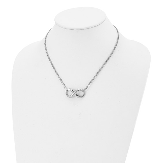 Chisel Stainless Steel Polished Infinity Symbol on an 18 inch 2-Strand Cable Chain Necklace