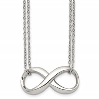 Chisel Stainless Steel Polished Infinity Symbol on an 2-Strand Cable Chain Necklace, 18" view 1