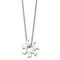 Chisel Stainless Steel Polished Sun Burst Pendant on a Ball Chain Necklace, 22" view 3