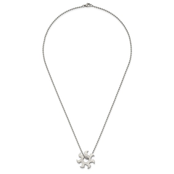 Chisel Stainless Steel Polished Sun Burst Pendant on a 22 inch Ball Chain Necklace