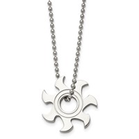Chisel Stainless Steel Polished Sun Burst Pendant on a Ball Chain Necklace, 22" view 1