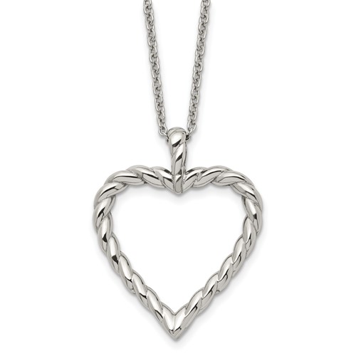 Chisel Stainless Steel Polished Twisted Heart Pendant on an Cable Chain Necklace, 18"