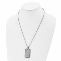 Stainless Steel Polished and Textured Dog Tag Necklace, 22" view 4
