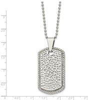 Stainless Steel Polished and Textured Dog Tag Necklace, 22" view 3